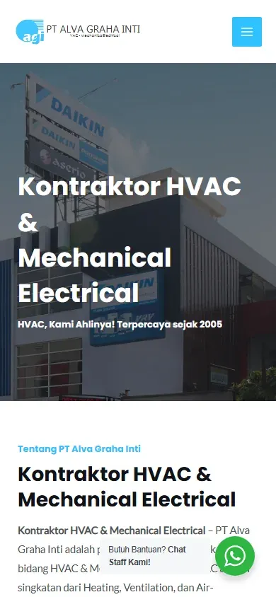 Tampilan mobile PT Alva Graha Inti